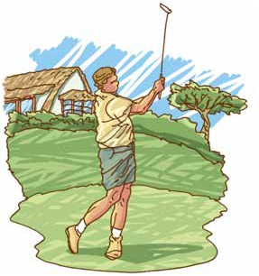Ein Golfer beim Abschlag