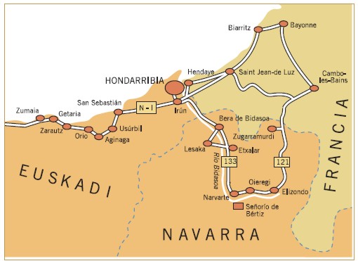 Eine Landkarte von Hondarribia