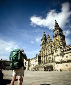 Pilger am Ziel seiner Träume in Santiago de Compostela
